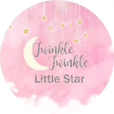 Aperturee Twinkle Themed Pink Girl Baby Shower Round Backdrop | Round Backdrop Stand Covers | Round Baby Shower Backdrop | Ba...
