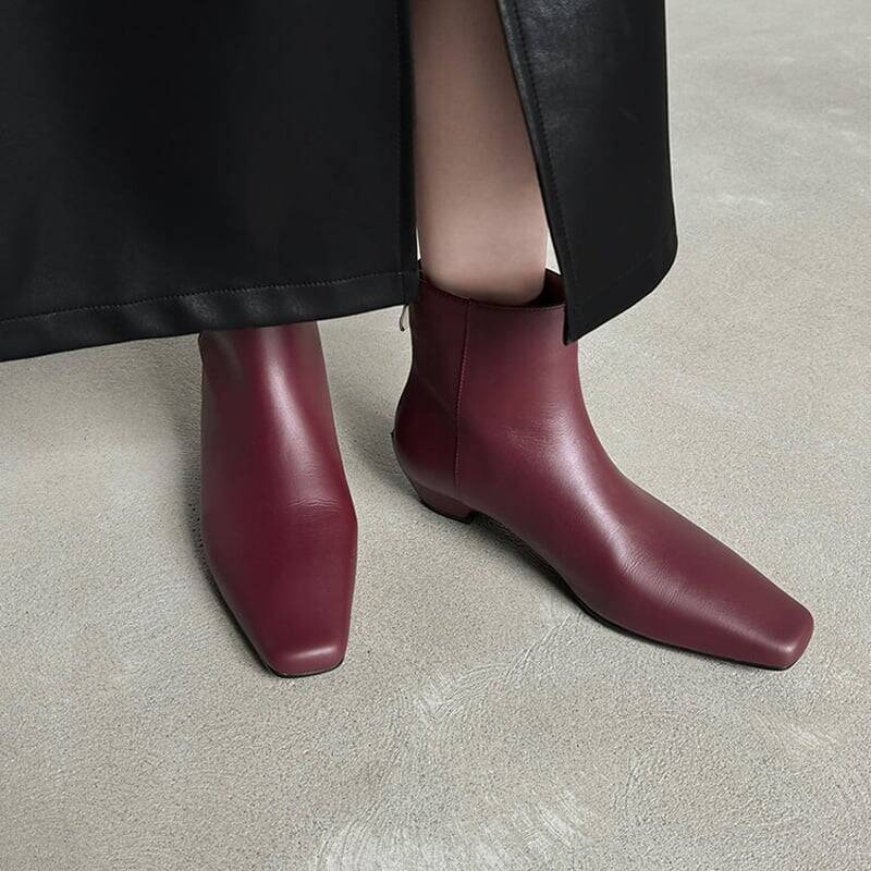 CHIKO Adeline Square Toe Block Heels Ankle Boots