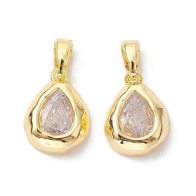 Brass Micro Pave Clear Cubic Zirconia Charms