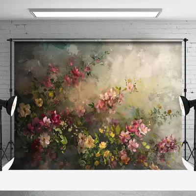 Retro Oil Painting Floral Fine Art Photo Backdrop