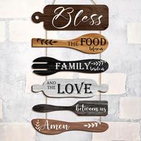 Wooden Kitchen Wall Decor, 1 Set Letter & Kitchen Utensils Pattern Wall Art with Rope, Wall Decor for Home Kitchen Dining Roo...