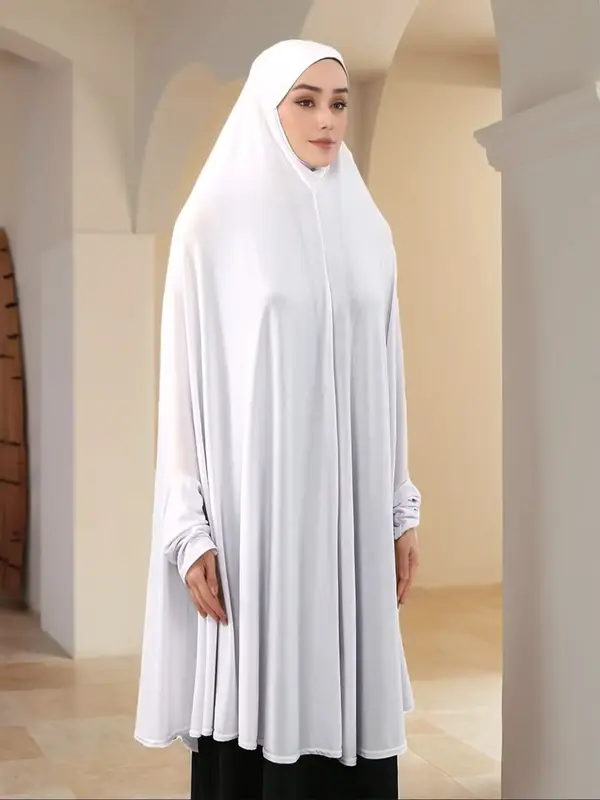 Women's Fashion Plain Long Headscarf with Sleeve Cover, Crystal Mesh Hijab, Large Size Sun Protection Scarf for Daily Wear