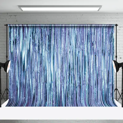 Shimmering Blue Foil Fringe Party Event Backdrop - Aperturee
