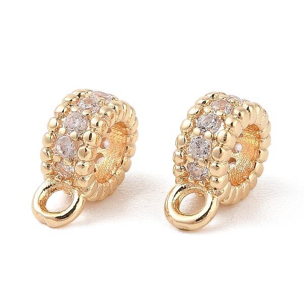 Brass Pave Clear Cubic Zirconia Beads