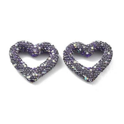 Heart Shape Polymer Clay Rhinestone Beads