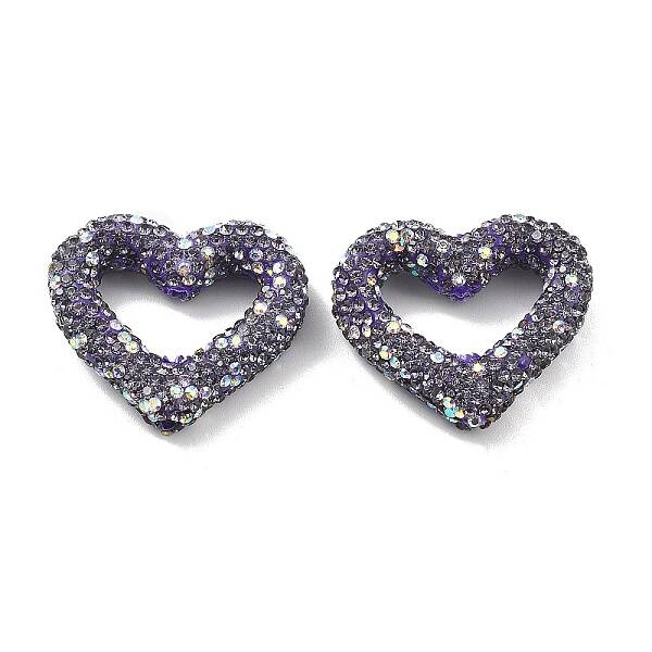Heart Shape Polymer Clay Rhinestone Beads
