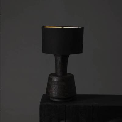 Handcrafted Table Lamp With Wooden Base