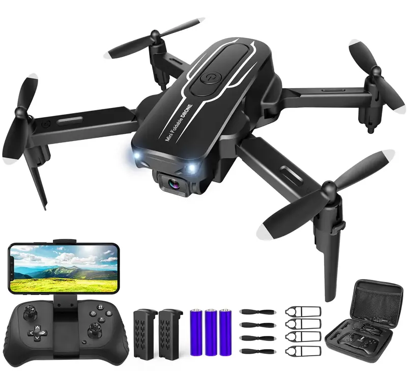 Mini Drone with Camera for Adults Kids - 1080P HD FPV Camera Drones with 90¡ã Adjustable Lens, Gestures Selfie, One Key Sta...