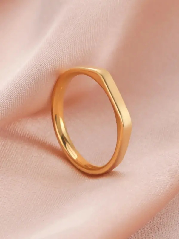 Simple Geometric Design Stainless Steel Ring,  Minimalist Fashion Wedding Engagement Ring Jewelry Gift for Men & Women, Class...