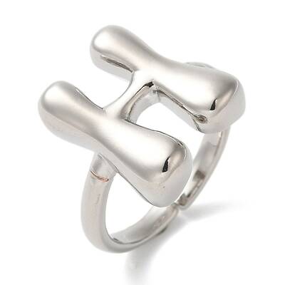 Initials Brass Open Cuff Ring for Women