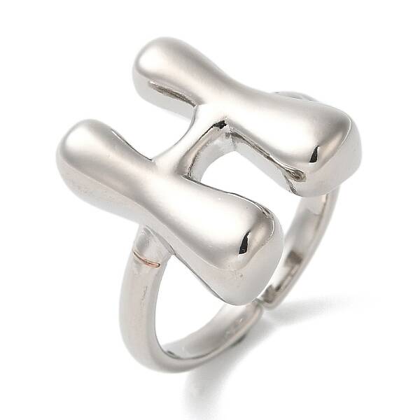 Initials Brass Open Cuff Ring for Women