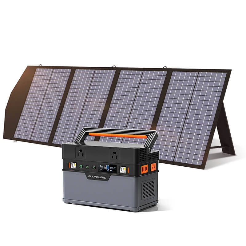 Allpowers Solar Generator Kit 700W Portable Power Station 140W Solar Panel