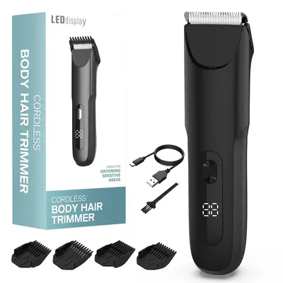 Men's Electric Body Hair Trimmer - Rechargeable Pubic, Chest & Bikini Shaver - Painless Grooming for Legs, Underarms & More -...