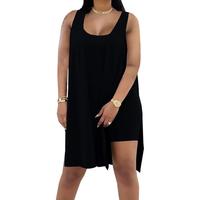 Women's Plus Size 2 Piece Outfits Sleeveless Tunic Tops and Bodycon Biker Shorts Sets Tracksuits Womenswear Casual Clothing G...