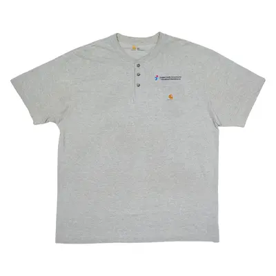 CARHARTT Mens T-Shirt Grey Button Neck 2XL