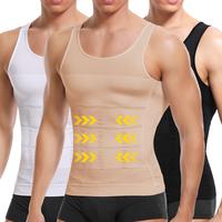 CATTIBOR 3 Pack Men Compression Shirt Tank Top,Men Plain Round Neck Shaping Vest,Men Sleeveless Shirt Shapewear,Men Workout T...