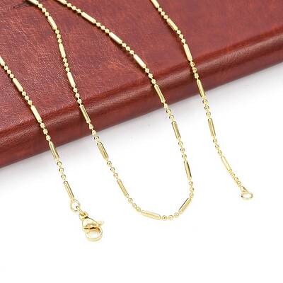 Brass Ball and Column Link Chains Necklace for Women