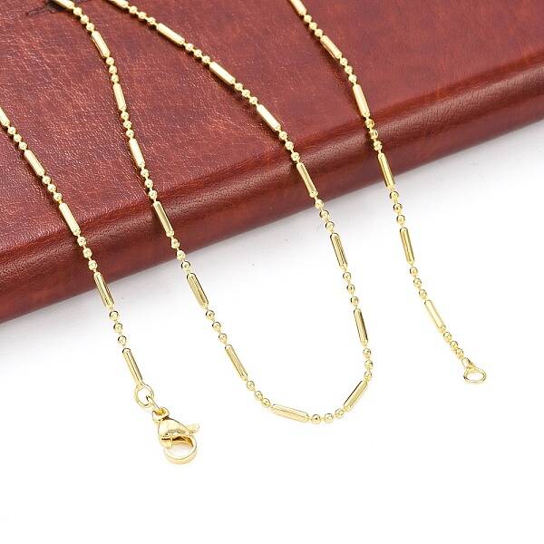 Brass Ball and Column Link Chains Necklace for Women