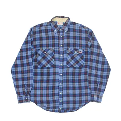 KAPPA Sport Shirt Blue 80s Check Long Sleeve Mens XL