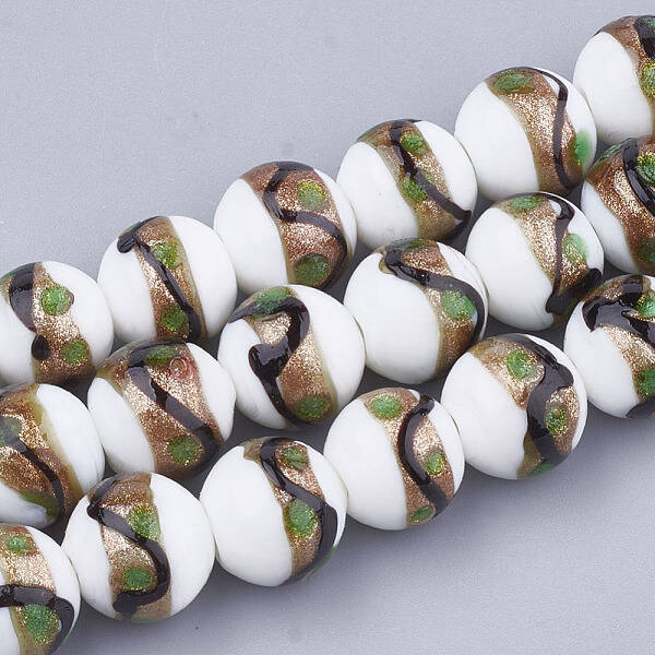 Handmade Gold Sand Lampwork Beads