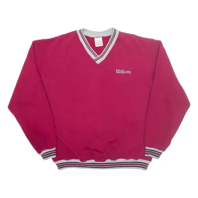 WILSON Mens Sweatshirt Red V-Neck 90s USA XL