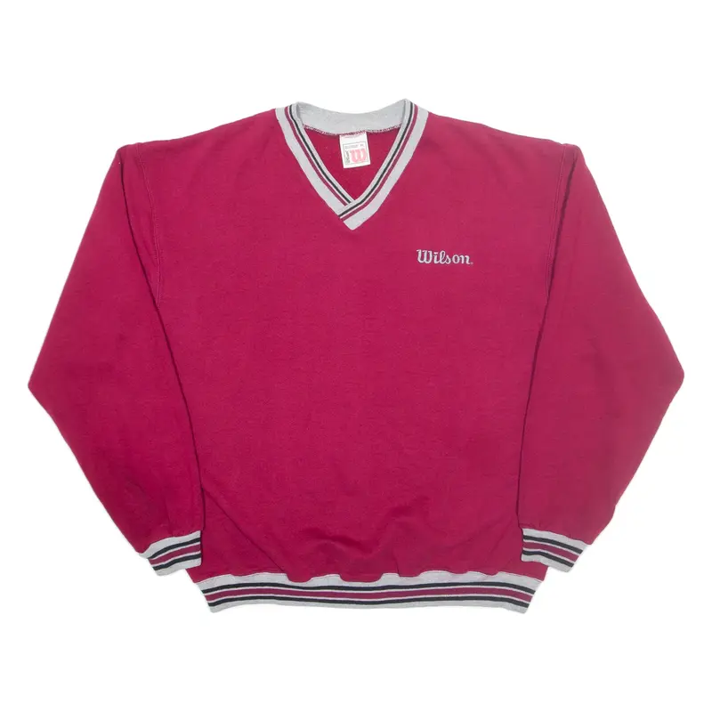 WILSON Mens Sweatshirt Red V-Neck 90s USA XL
