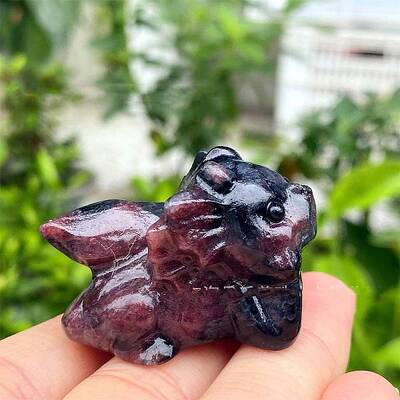 Natural Garnet Carved Figurines Statues for Home Desktop Decoration