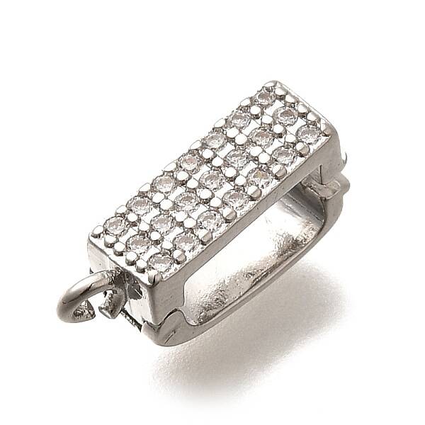 Brass Micro Pave Clear Cubic Zirconia Snap Clasps
