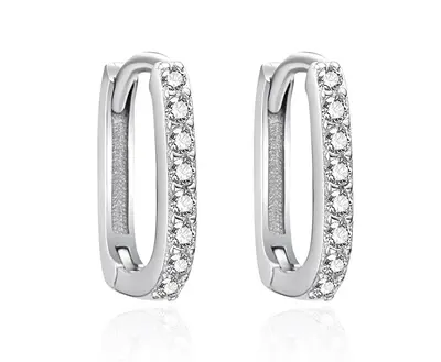 Agato AGT-E144KW Silver Oval Earrings with Zirconia