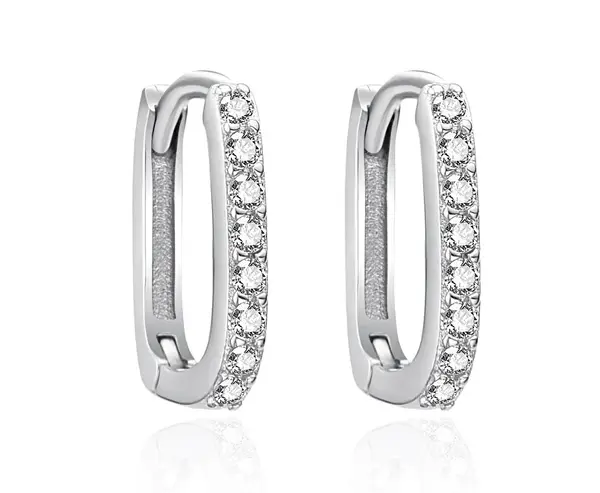 Agato AGT-E144KW Silver Oval Earrings with Zirconia