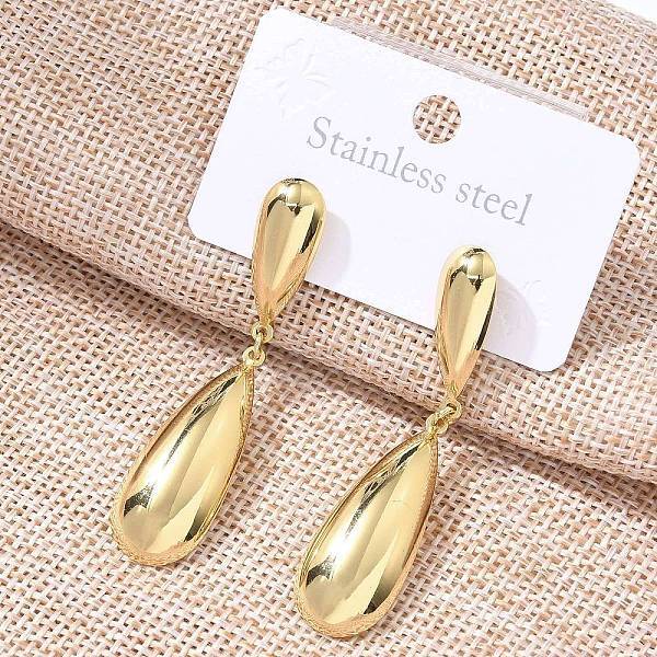 Ion Plating(IP) 304 Stainless Steel Teardrop Dangle Stud Earrings for Women