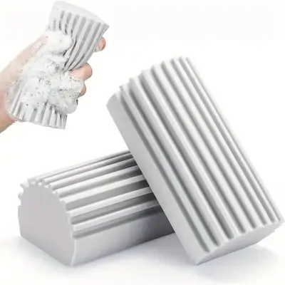Damp Duster Set, 2 Counts Magic Dust Cleaning Sponge, Cleaning Pads for Baseboard, Blind, Tiled, Furniture, Couches, Vent, Gr...