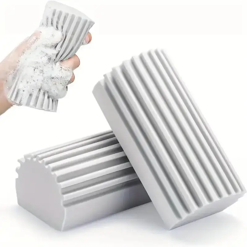 Damp Duster Set, 2 Counts Magic Dust Cleaning Sponge, Cleaning Pads for Baseboard, Blind, Tiled, Furniture, Couches, Vent, Gr...