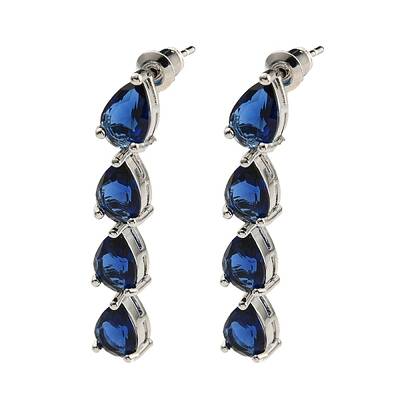 Rack Plating Platinum Tone Brass Glass Studs Earrings for Women