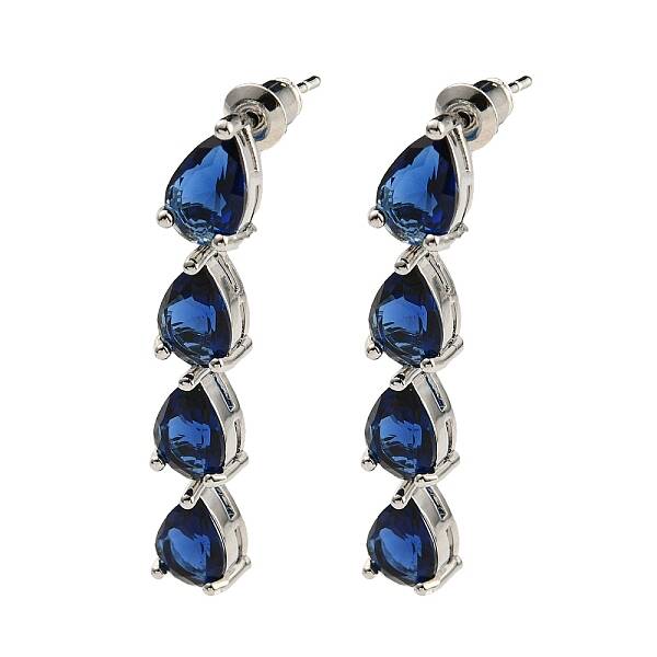 Rack Plating Platinum Tone Brass Glass Studs Earrings for Women