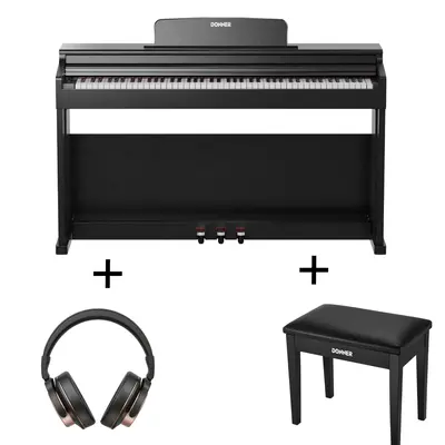 Donner DDP-100 Weighted Digital Piano - Black / Piano+Bench+Headphones