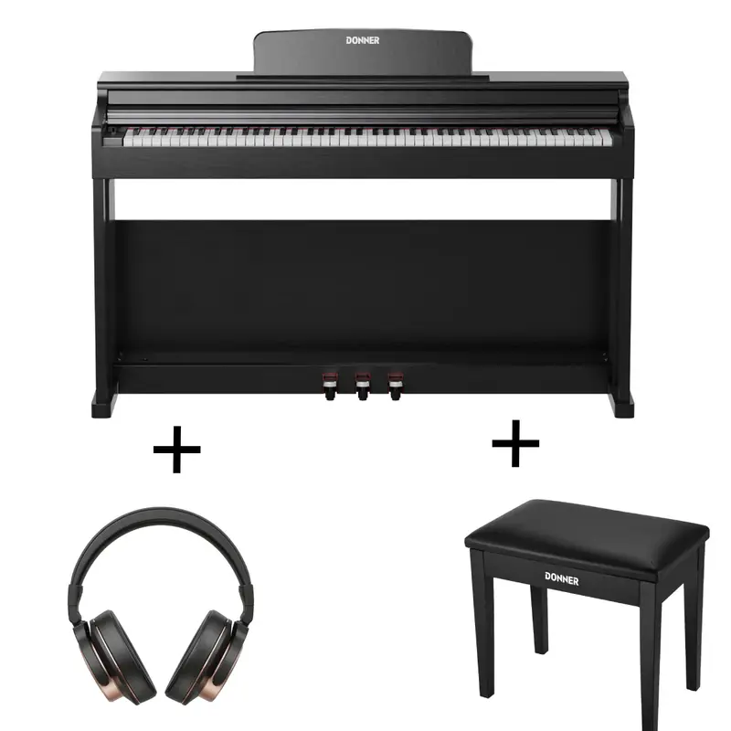 Donner DDP-100 Weighted Digital Piano - Black / Piano+Bench+Headphones