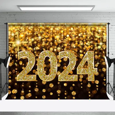 Aperturee Gold Bokeh Cheers To The New Year 2024 Backdrop