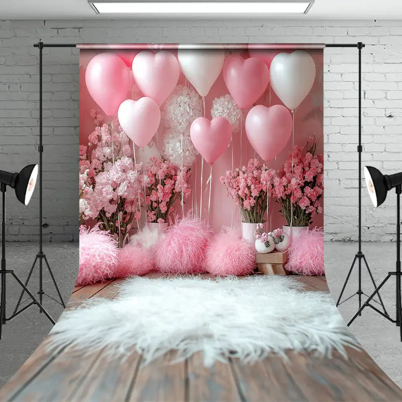 Aperturee Pink White Balloons Floral Valentines Day Backdrop | Valentine'S Day Backdrops | Valentine Photo Backdrop | Happy V...