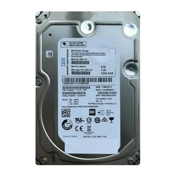 00RY107 IBM 6TB 12Gb/s SAS 7200 3.5-Inch Hard Drive