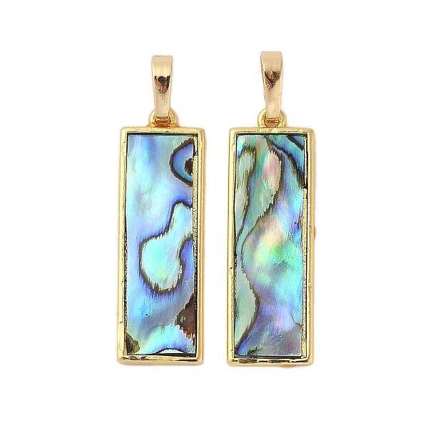 Rack Plating Natural Paua Shell Pendants
