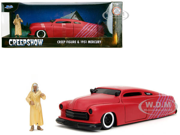 1951 Mercury Matt Red with Purple Stripes and Creep Diecast Figure \