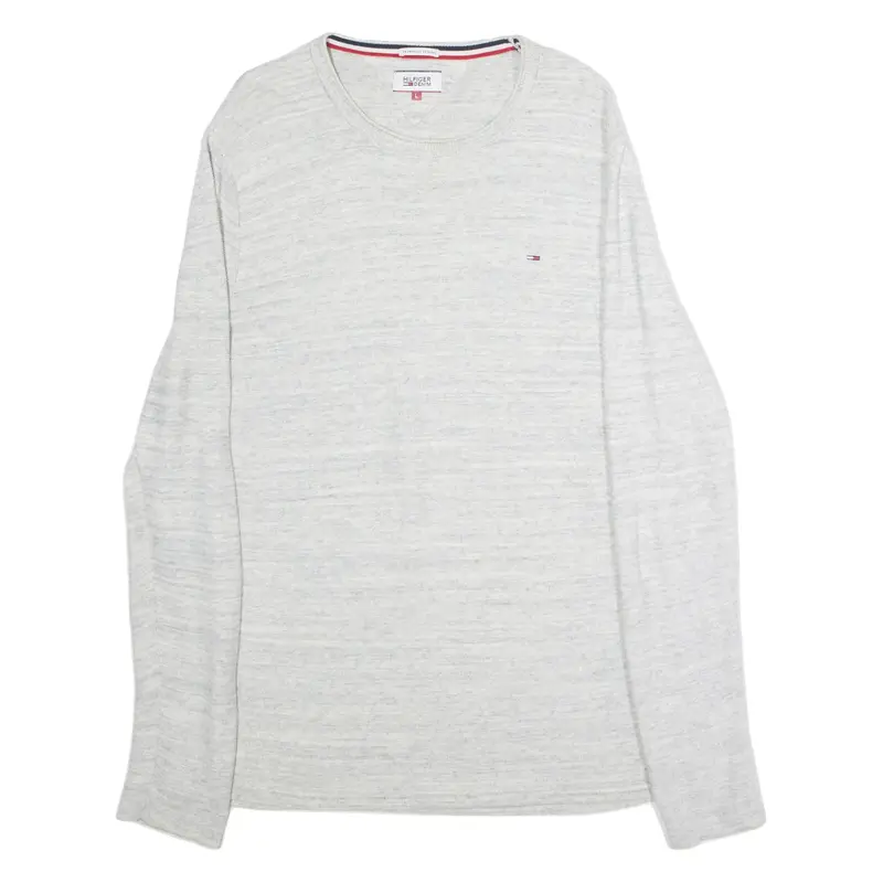 HILFIGER DENIM Mens Jumper Grey Crew Neck Tight Knit L