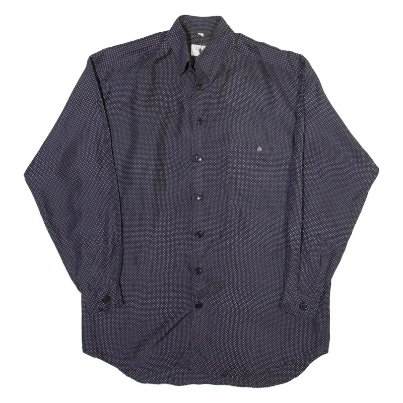 GOODMAN Mens Shirt Blue Spotted Long Sleeve S