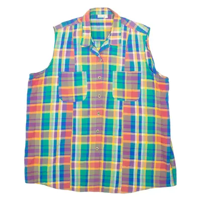 LILLA POPKIN Womens Printed Vest Green V-Neck Sleeveless 90s Check L