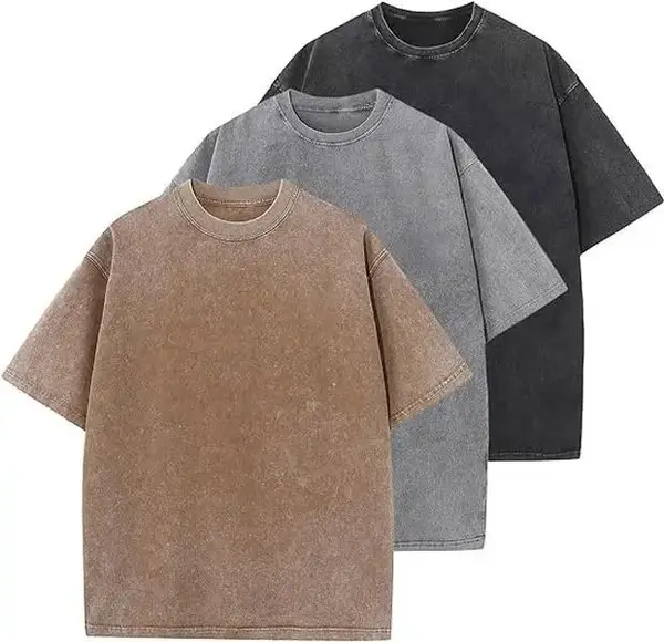 Holafish Cotton T-Shirts Oversized Men's Acid Washed Tshirt Half Short Sleeves Casual Loose Fit Streetwear Tops,Men's Retro S...