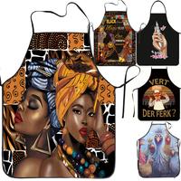 African Woman Pattern Novelty Cooking Aprons, 1 Count Multicolor Breathable & Waterproof Apron, Dirt Resistant Apron, Adult S...