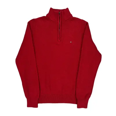 Tommy Hilfiger 1/4 Zip - Small Red Cotton