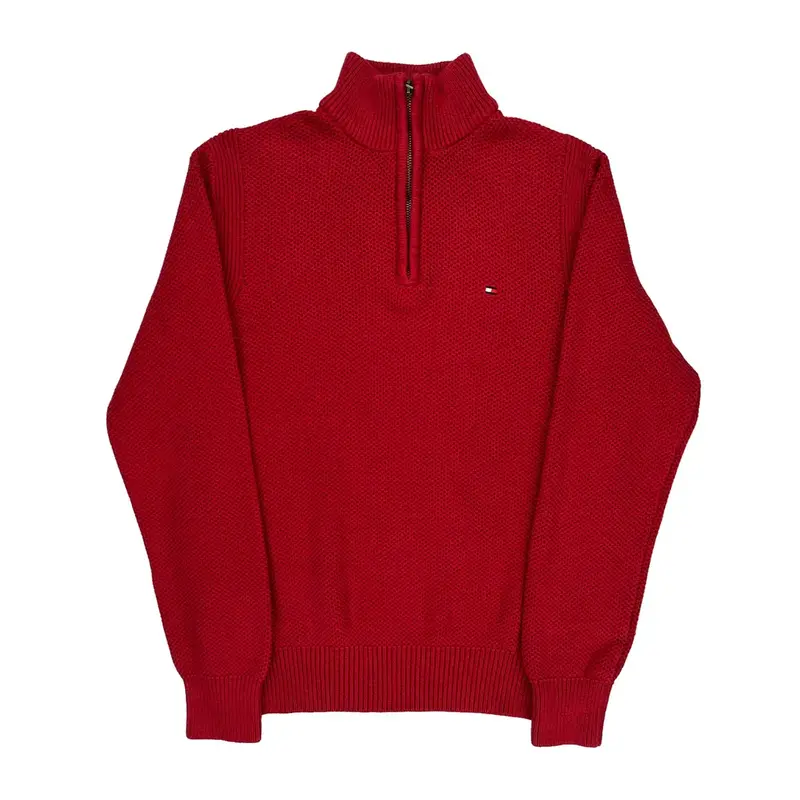 Tommy Hilfiger 1/4 Zip - Small Red Cotton
