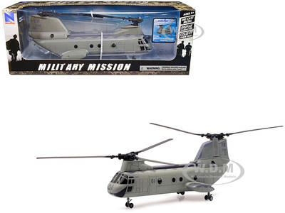 Boeing CH-46 Sea Knight Helicopter Olive Drab United States Marines Military Mission Series 1/55 Diecast Model by New Ray